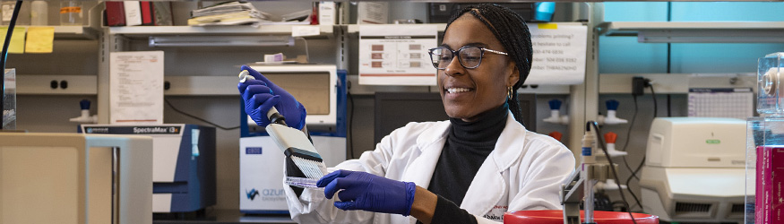 photo of a student working in a lab