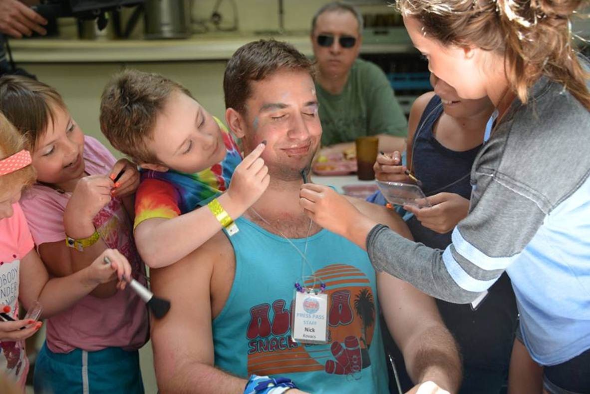 Nicholas Kovacs with the participants of Love Camp