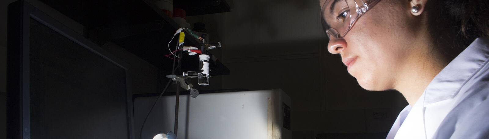 photo of a student working in a lab