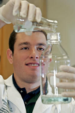 photo of a student working in a lab